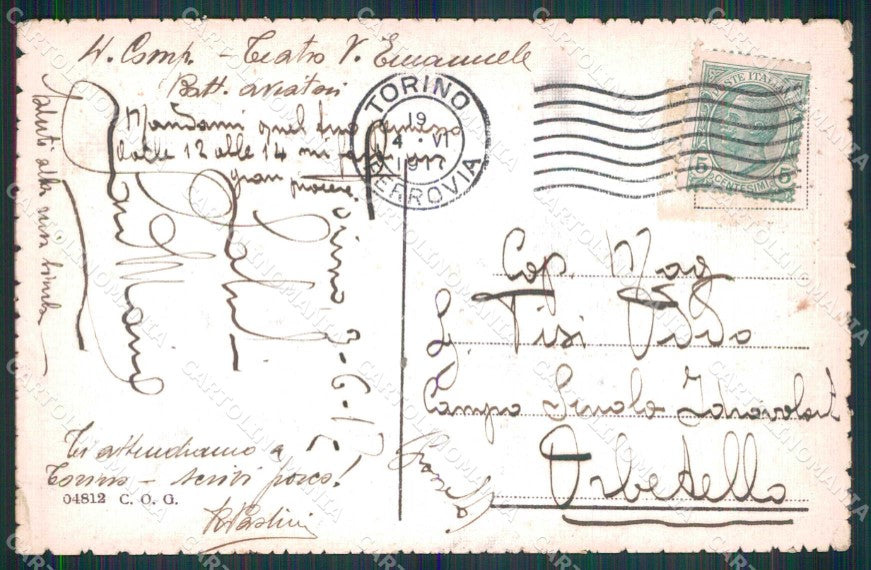 Torino Città Monte dei Cappuccini Fiume Po cartolina MZ6173 – retro
