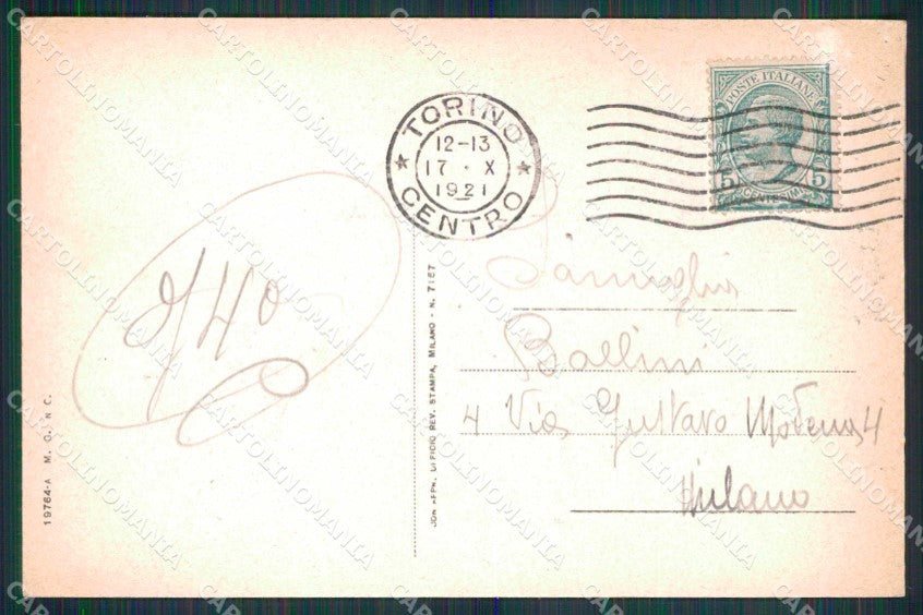 Torino Città Monte dei Cappuccini Fiume Po Barche cartolina MZ6174 – retro