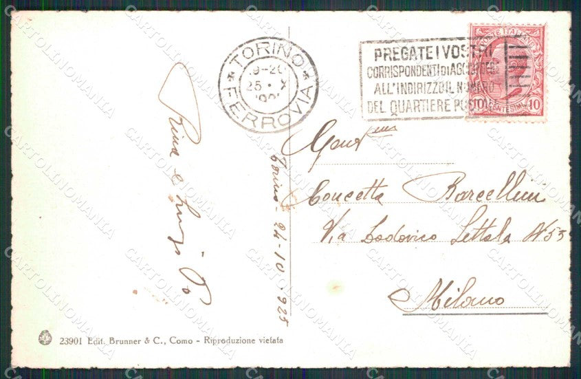 Torino Città Colonna Commemorativa Unità Italia Brunner 23901 cartolina MZ6186 – retro