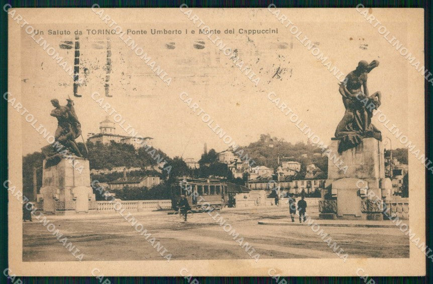 Torino Città Saluto da Ponte Umberto I Tram cartolina MZ6200 – fronte