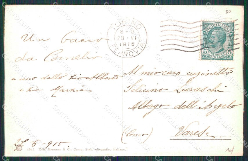 Torino Città Parco Valentino Principe Amedeo Brunner 4547 cartolina MZ6219 – retro