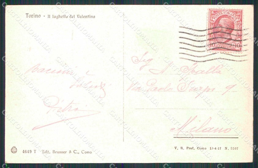 Torino Città Laghetto del Valentino Barca Brunner 4649 cartolina MZ6220 – retro