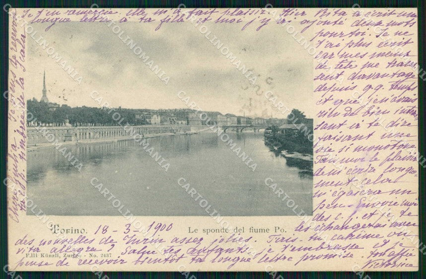 Torino Città Sponde Fiume Po Kunzli 2437 cartolina MZ6223 – fronte