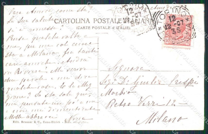 Torino Città Monumento Giovan Battista Bottero Brunner 4627 cartolina MZ6236 – retro