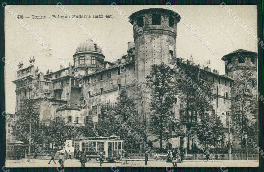 Torino Città Palazzo Madama Lato Est Tram PIEGA cartolina MZ6252 – fronte