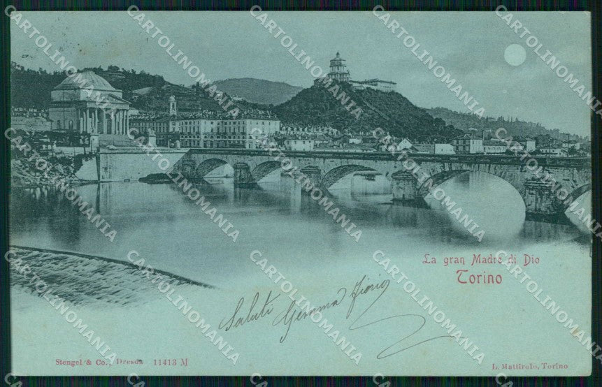 Torino Città Gran Madre di Dio Chiaro di Luna Stengel 11413 cartolina MZ6255 – fronte