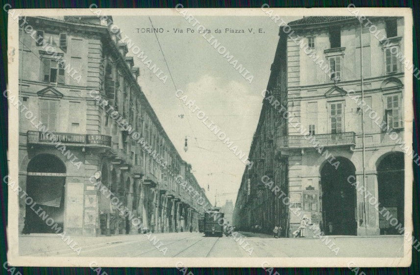 Torino Città Via Po da Piazza Vittorio Emanuele Tram cartolina MZ6286 – fronte