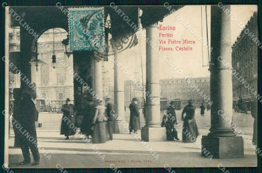 Torino Città Via Pietro Micca Portici Tram Modiano 7365 cartolina MZ6288 – fronte