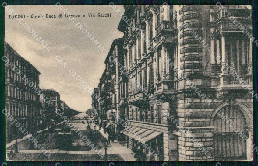 Torino Città Corso Duca di Genova Tram Via Sacchi PIEGA cartolina MZ6302 – fronte