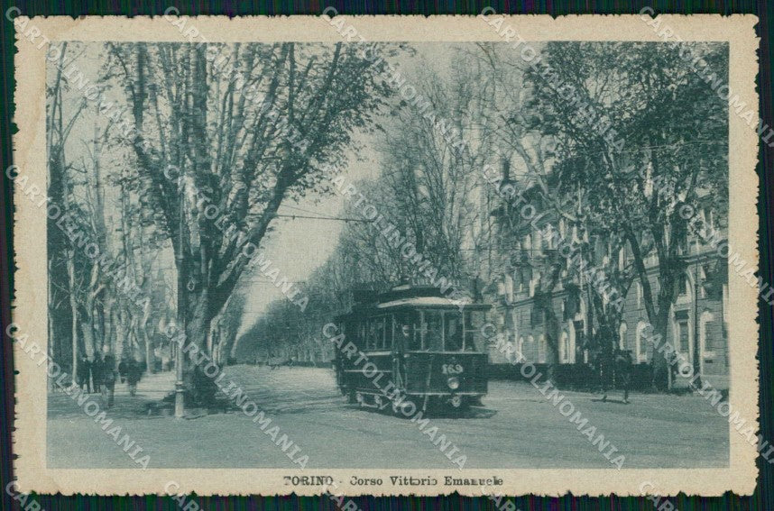 Torino Città Corso Vittorio Emanuele Tram TRACCE UMIDO cartolina MZ6305 – fronte