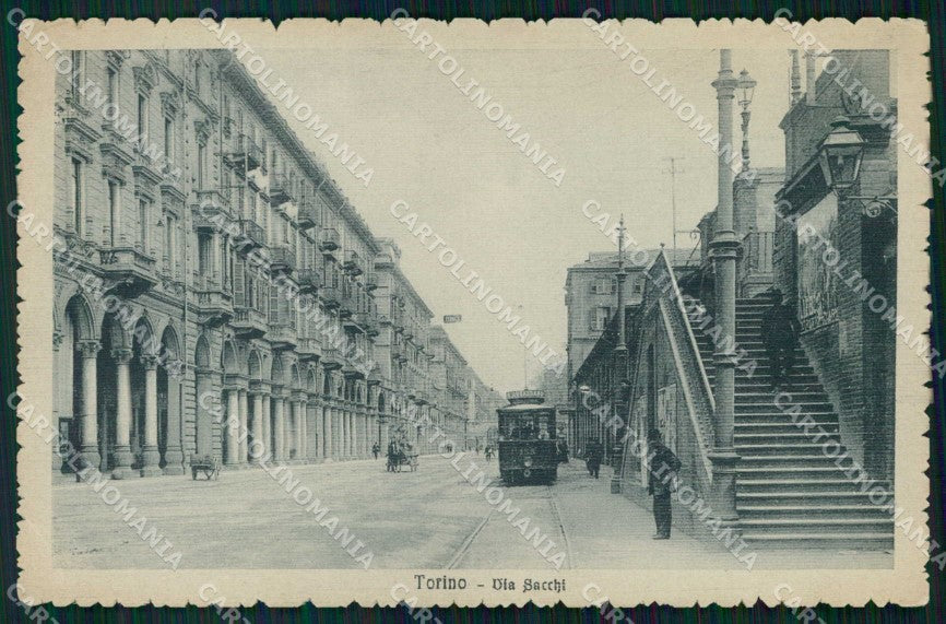 Torino Città Via Sacchi Tram cartolina MZ6324 – fronte