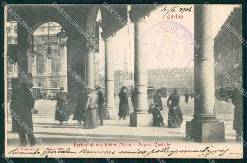 Torino Città Via Pietro Micca Portici Tram Modiano 7365 cartolina MZ6330 – fronte