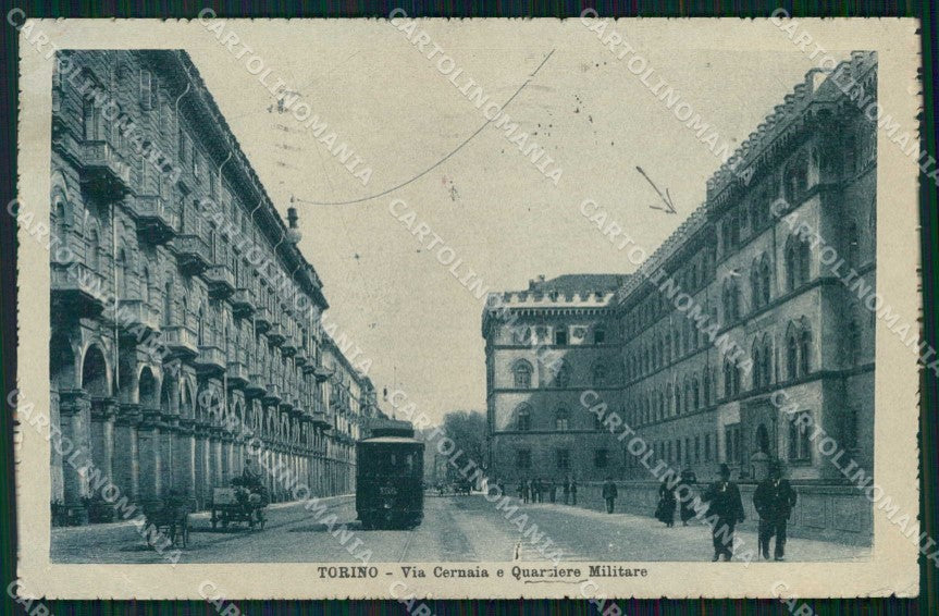 Torino Città Via Cernaia Tram Quartiere Militare PIEGHINE cartolina MZ6335 – fronte