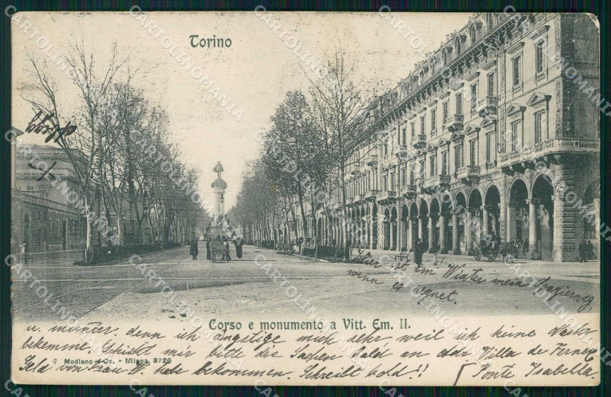 Torino Città Corso Vittorio Emanuele II Monumento Modiano 3726 cartolina MZ6379 – fronte