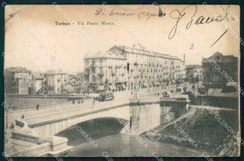 Torino Città Via Ponte Mosca Tram ABRASA cartolina MZ6386 – fronte