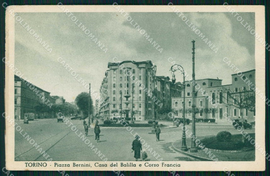 Torino Città Piazza Bernini Tram Casa del Balilla PIEGHINE cartolina MZ6391 – fronte