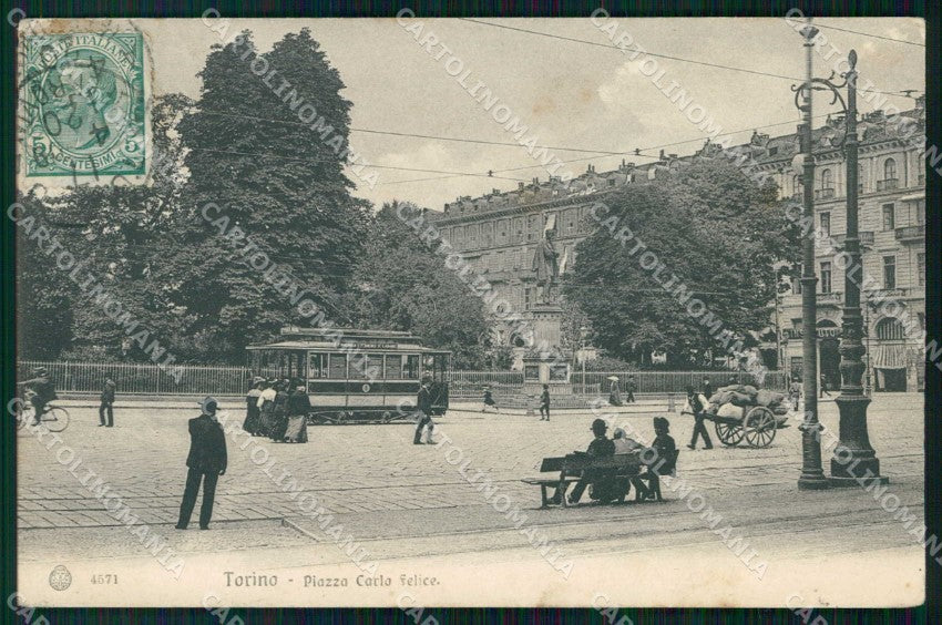 Torino Città Piazza Carlo Felice Tram Brunner 4571 cartolina MZ6409 – fronte