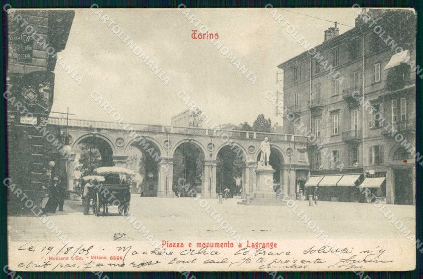 Torino Città Piazza Monumento a Lagrange Modiano 6599 PIEGHINA cartolina MZ6414 – fronte
