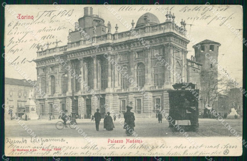 Torino Città Palazzo Madama Tram Modiano 7389 cartolina MZ6421 – fronte