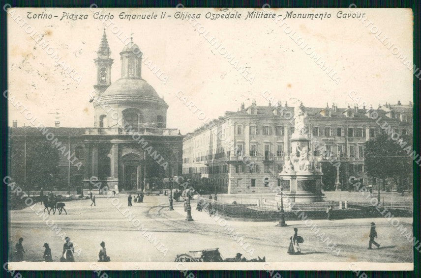 Torino Città Piazza Carlo Emanuele II Chiesa Ospedale Militare cartolina MZ6424 – fronte