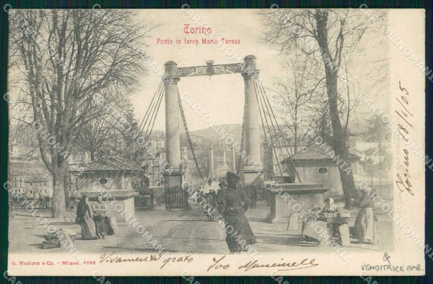 Torino Città Ponte Ferro Venditrice Ambulante Modiano 4156 cartolina MZ6449 – fronte