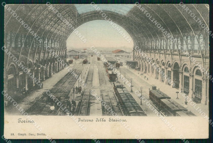 Torino Città Interno della Stazione Treno PIEGA cartolina MZ6481 – fronte