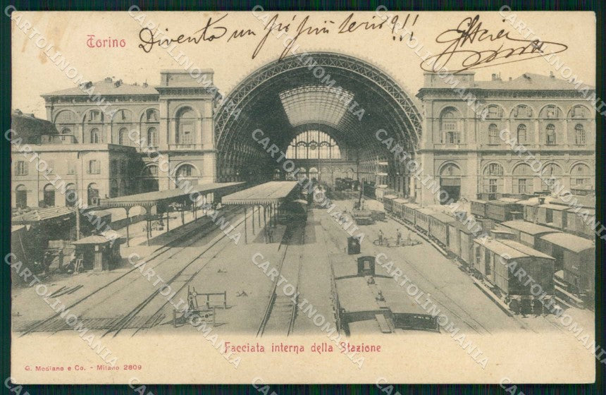 Torino Città Interno Stazione Treno Modiano 2809 PIEGHINA cartolina MZ6490 – fronte