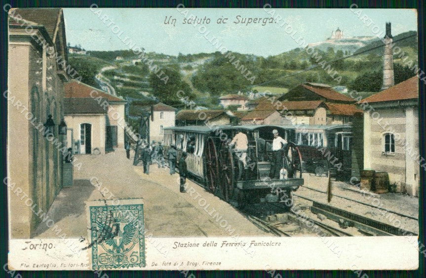 Torino Città Saluto da Superga Stazione Sassi Funicolare cartolina MZ6558 – fronte