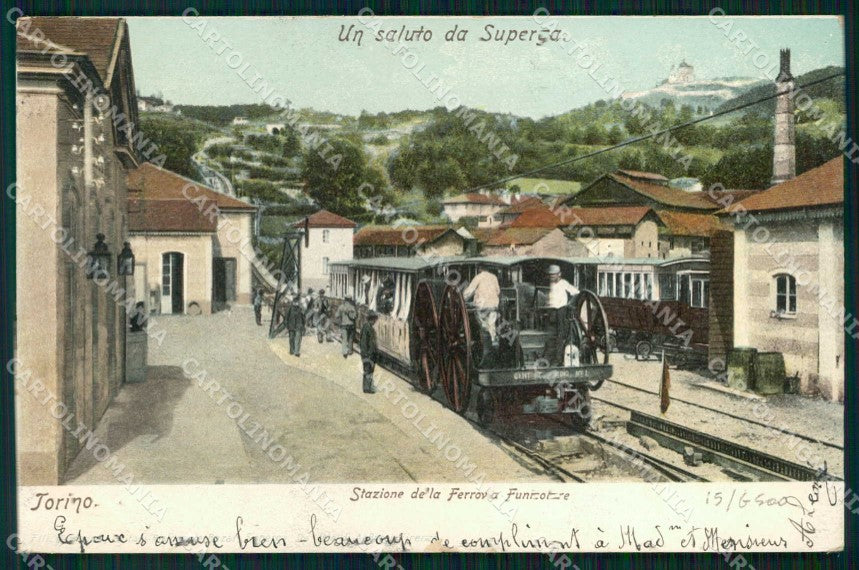Torino Città Saluto da Superga Stazione Sassi Funicolare cartolina MZ6559 – fronte