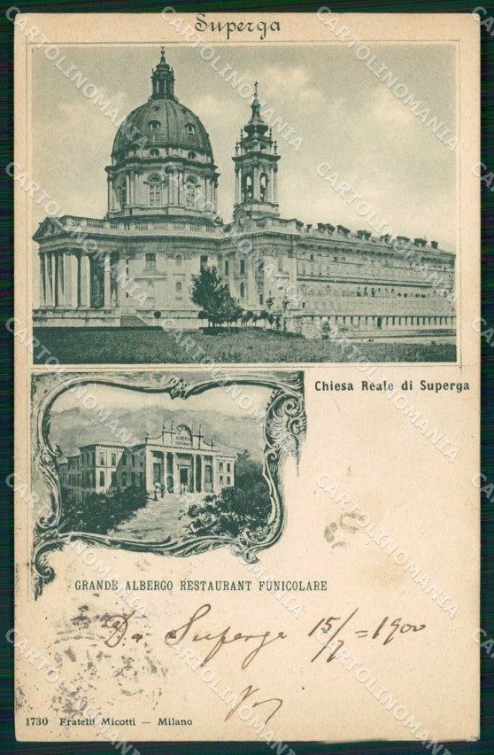 Torino Città Superga Chiesa Reale Grande Albergo Funicolare cartolina MZ6574 – fronte