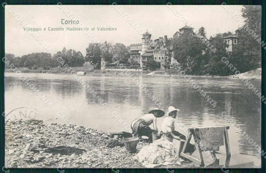 Torino Città Castello Medioevale Valentino Lavandaie cartolina MZ6590 – fronte
