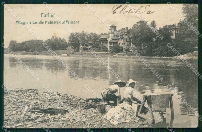 Torino Città Castello Medioevale Valentino Lavandaie cartolina MZ6592 – fronte