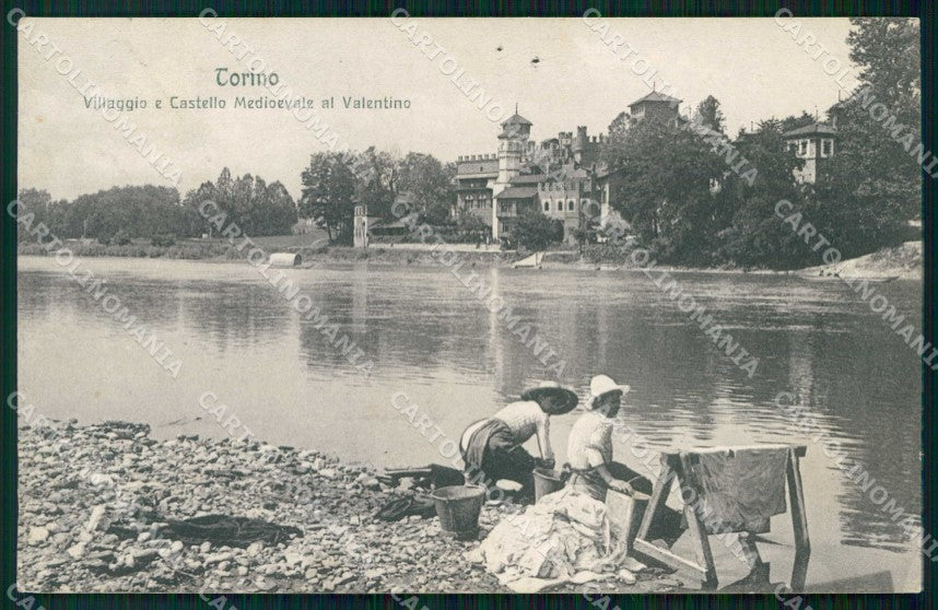 Torino Città Castello Medioevale Valentino Lavandaie cartolina MZ6593 – fronte