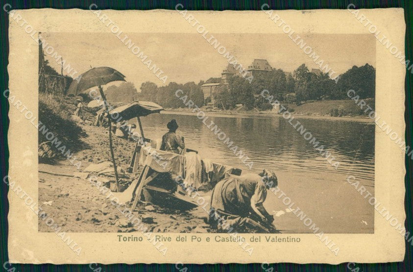 Torino Città Rive Po Castello Valentino Lavandaie cartolina MZ6595 – fronte