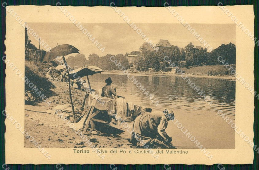 Torino Città Rive Po Castello Valentino Lavandaie cartolina MZ6597 – fronte
