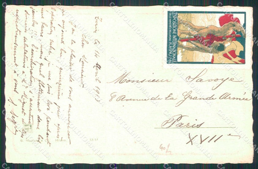 Torino Città Rive Po Castello Valentino Lavandaie cartolina MZ6598 – retro