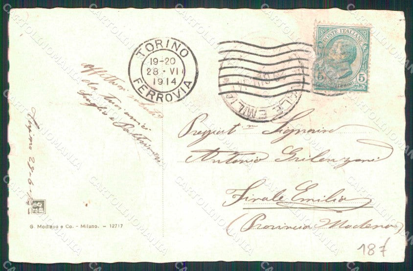 Torino Città Rive Po Castello Valentino Lavandaie cartolina MZ6599 – retro