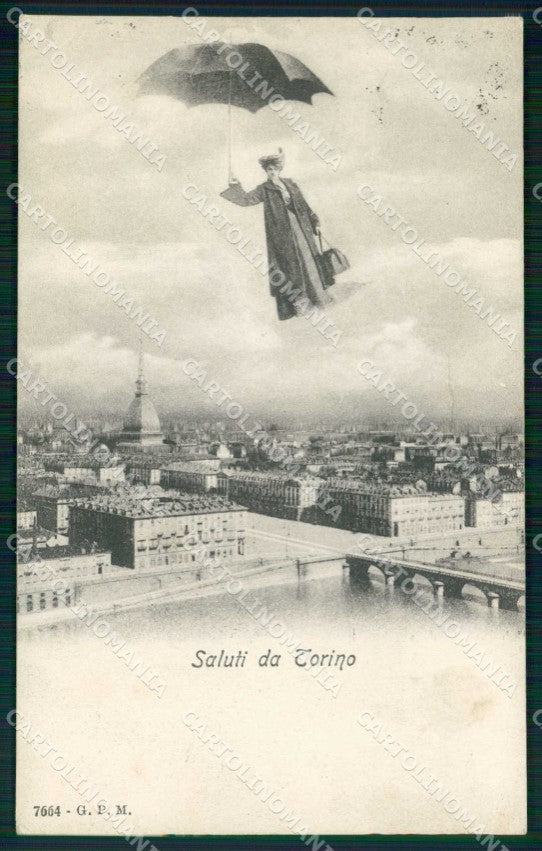 Torino Città Saluto da Panorama Mary Poppins RIFILATA cartolina MZ6604 – fronte