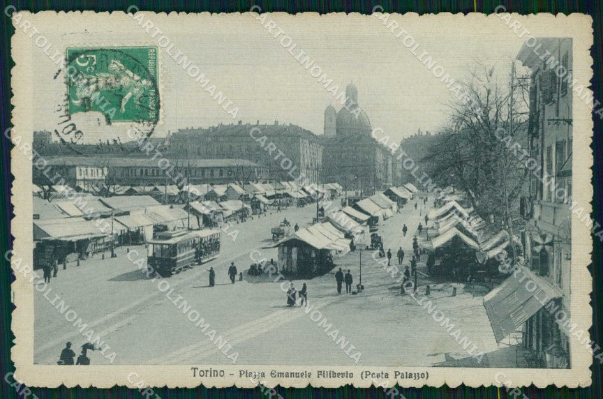 Torino Città Porta Palazzo Mercato Tram Piazza Eman Filiberto cartolina MZ6640 – fronte