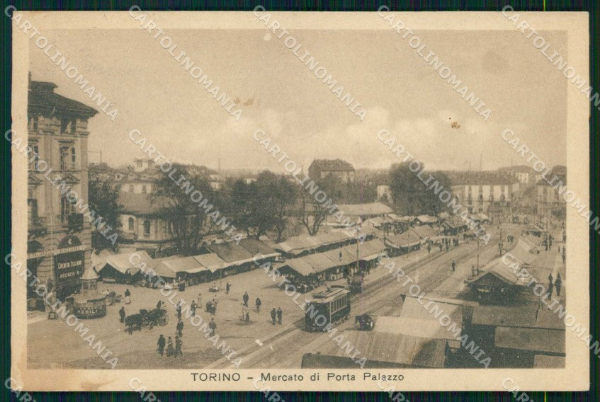 Torino Città Porta Palazzo Mercato Tram MACCHIE cartolina MZ6643 – fronte