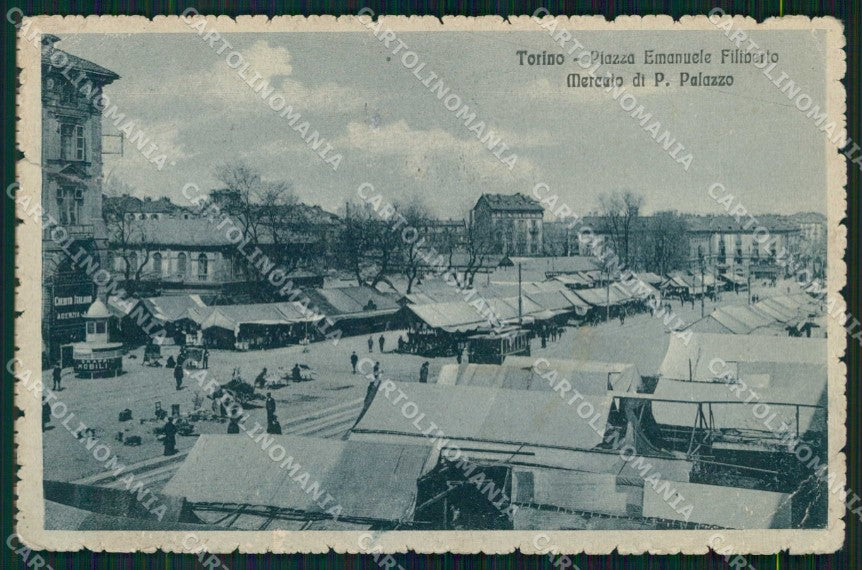Torino Città Porta Palazzo Mercato Tram SCOLLATA PIEGHINE cartolina MZ6645 – fronte