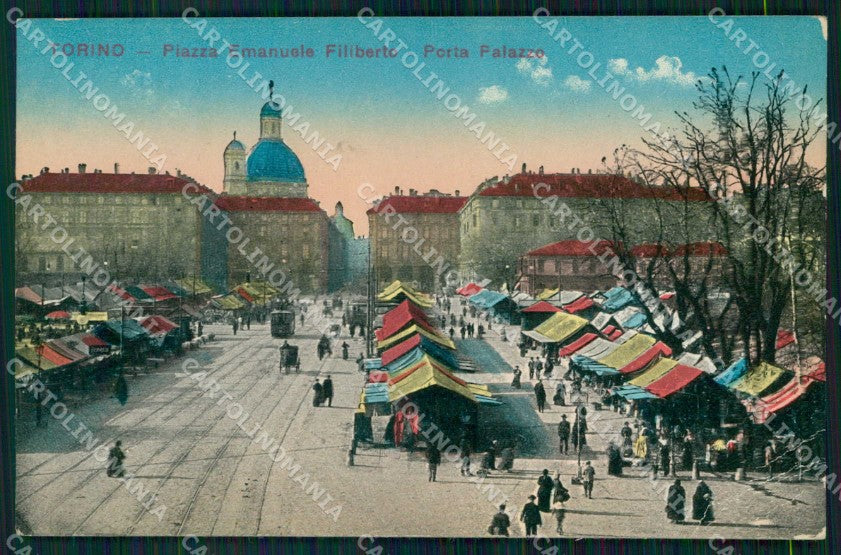 Torino Città Porta Palazzo Mercato Tram PIEGHINE cartolina MZ6647 – fronte