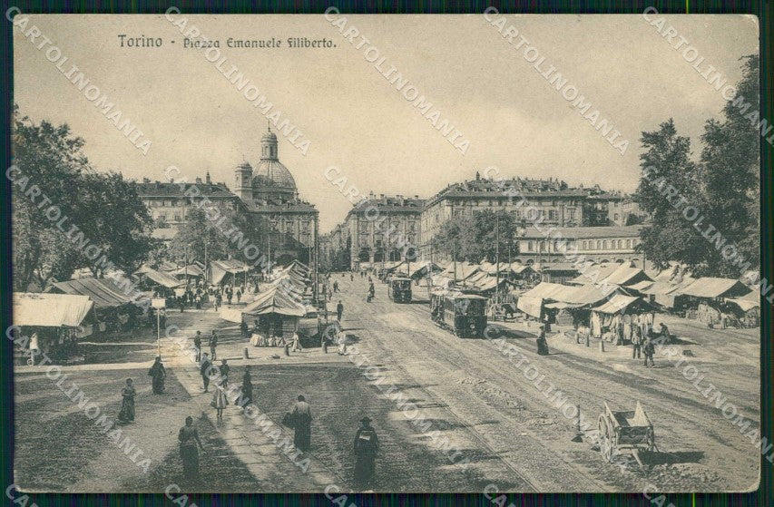 Torino Città Piazza Emanuele Filiberto Mercato Tram cartolina MZ6650 – fronte