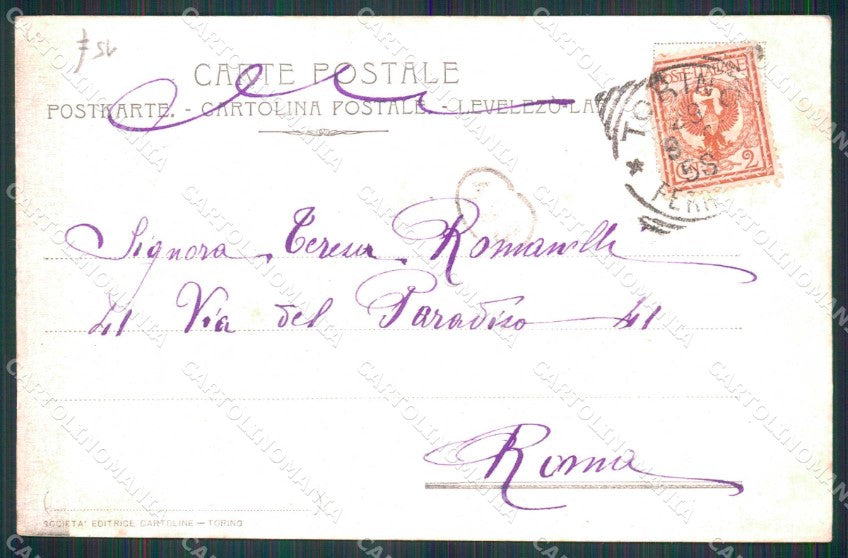 Torino Città Via XX Settembre Tram cartolina MZ6662 – retro
