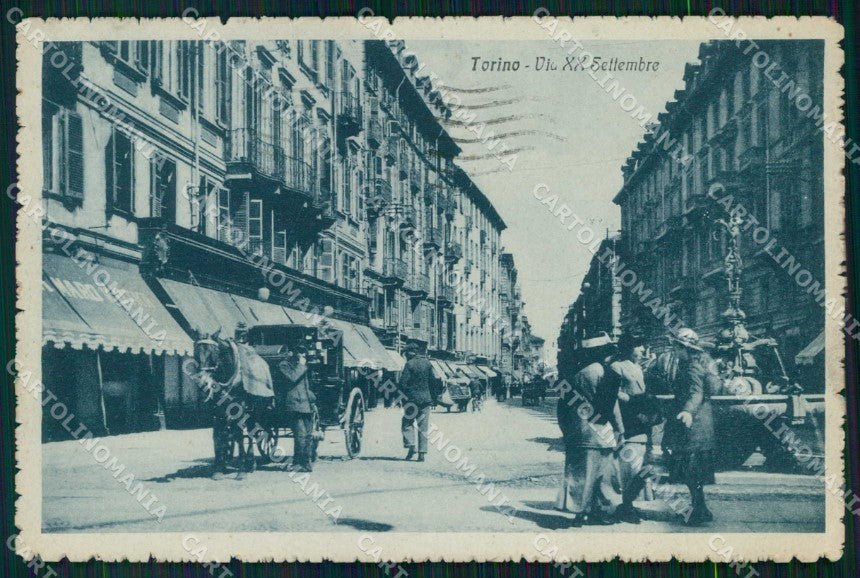 Torino Città Via XX Settembre Carrozza con Cavallo cartolina MZ6664 – fronte
