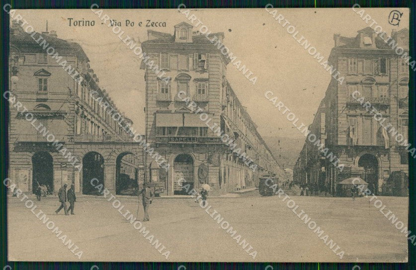 Torino Città Via Po Tram Via della Zecca cartolina MZ6673 – fronte