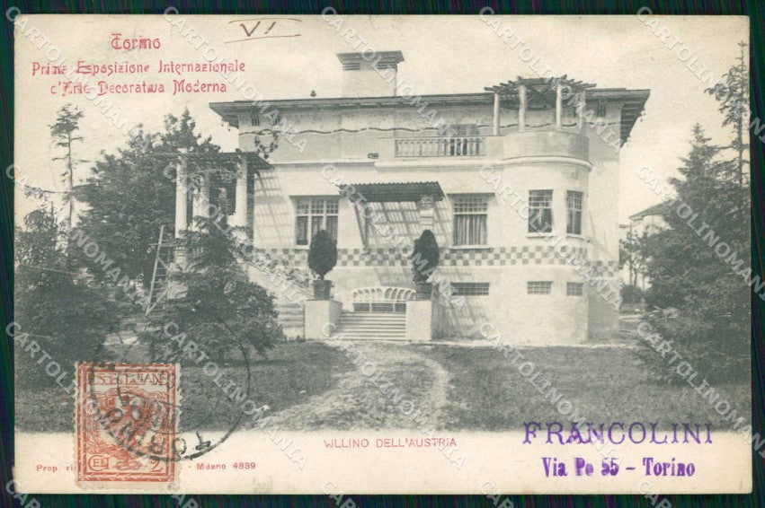 Torino Città Espos Arte Villino Austria Modiano 4839 PIEGHINA cartolina MZ6796 – fronte