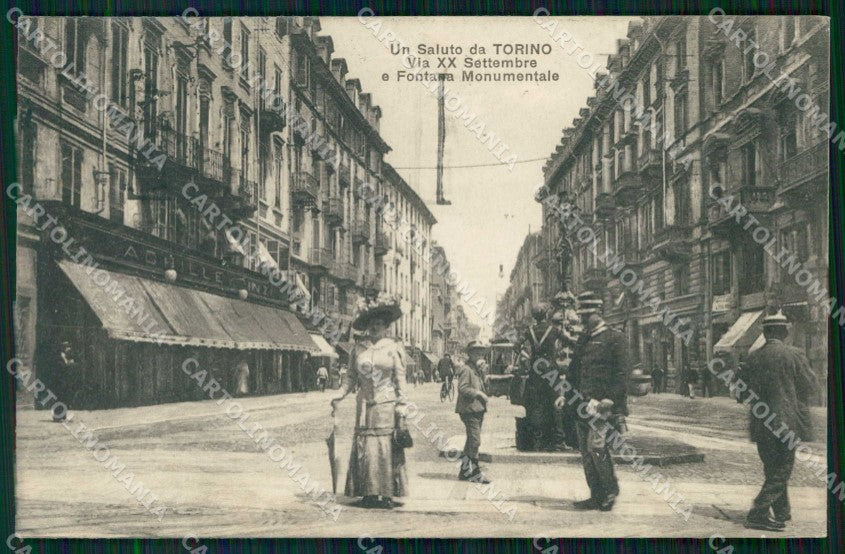Torino Città Saluto da Via XX Settembre Tram Fontana cartolina MZ6821 – fronte