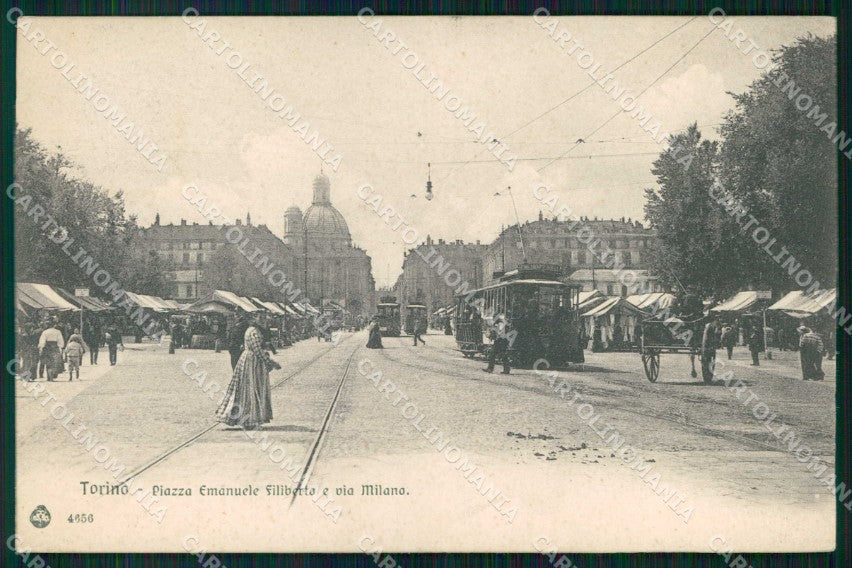 Torino Città Via Milano Tram Mercato Brunner 4656 cartolina MZ6829 – fronte