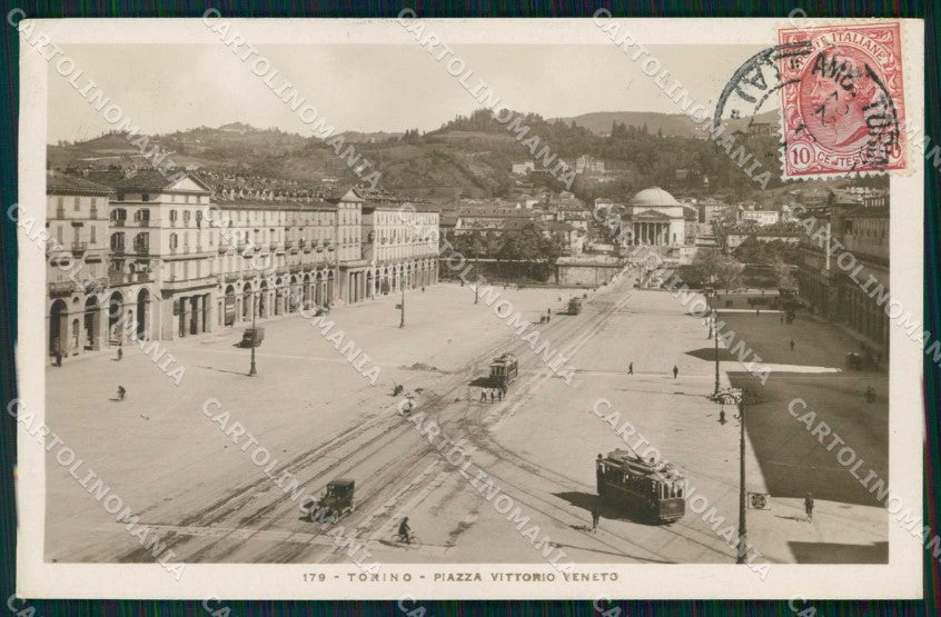 Torino Città Piazza Vittorio Veneto Tram PIEGHINA Foto cartolina MZ6873 – fronte